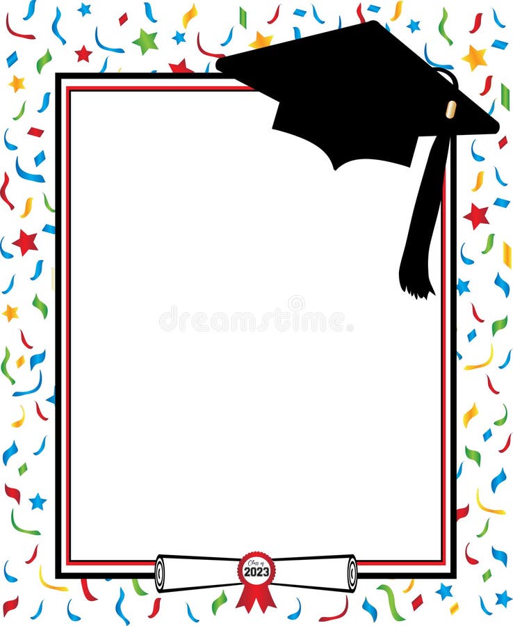 Colorful Graduation Announcement Background Template Stock Illustration