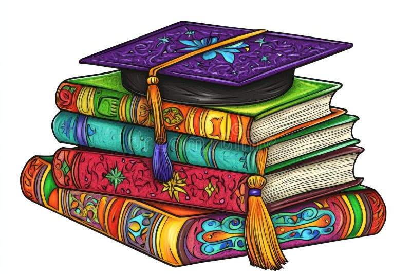 Colorful Graduation Books Illustration royalty free illustration