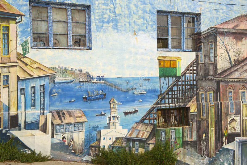 Colorful graffiti art in Valparaiso, Chile. stock photo Colorful graffiti art in Valparaiso, Chile. stock photo