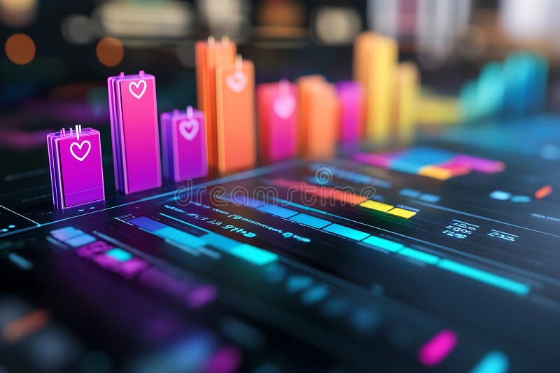 Un grafic colorat cu inimă pe el stock illustration
