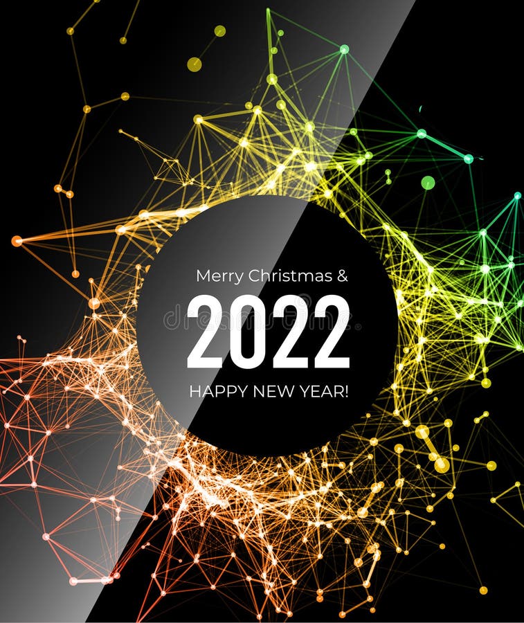 Christmas Connection 2022 Colorful Greeting Happy New Year 2022 And Merry Christmas. Dot And Line  Connection. Big Data Network Stock Illustration - Illustration Of Polygon,  Data: 235505412