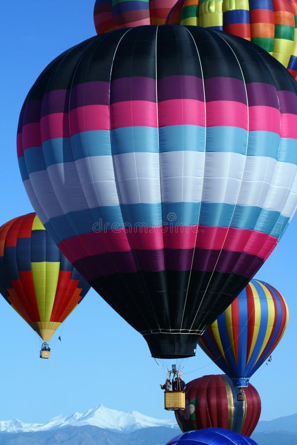 A Group of Colorful Hotair Balloons Floating Stock Image Image of
