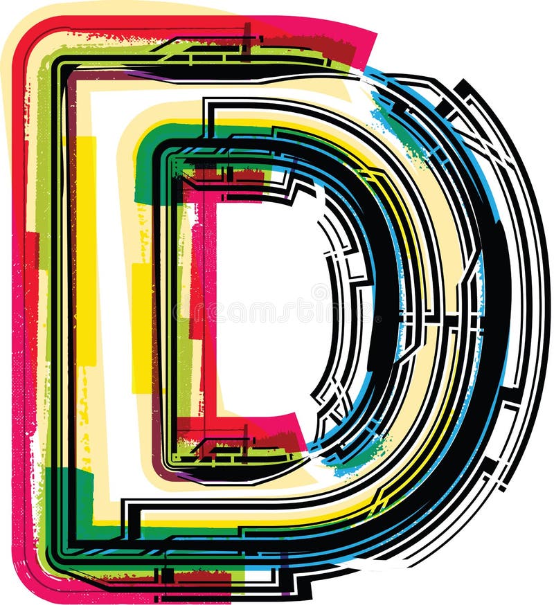 Colorful Grunge LETTER D stock vector. Illustration of colorful - 100904656