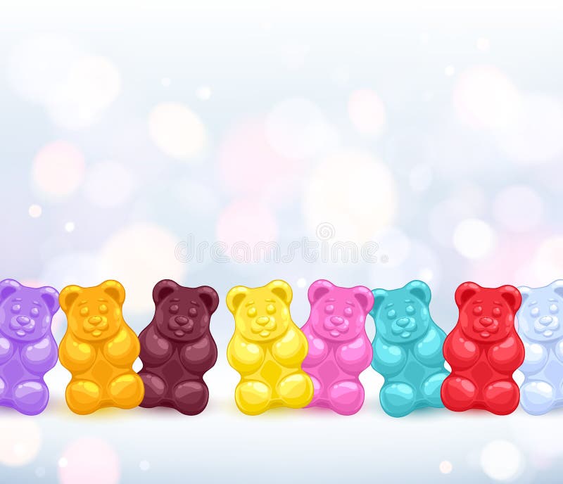 Colored Cartoon Gummy Bear on a White Background Stock Vector