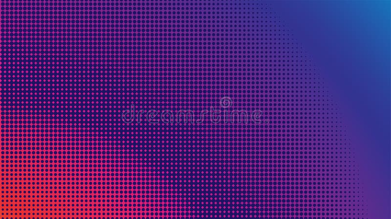 Colorful Halftone Background Design Template, Pop Art, Abstract Dots Pattern Illustration, Blue Orange Magenta Violet Purple