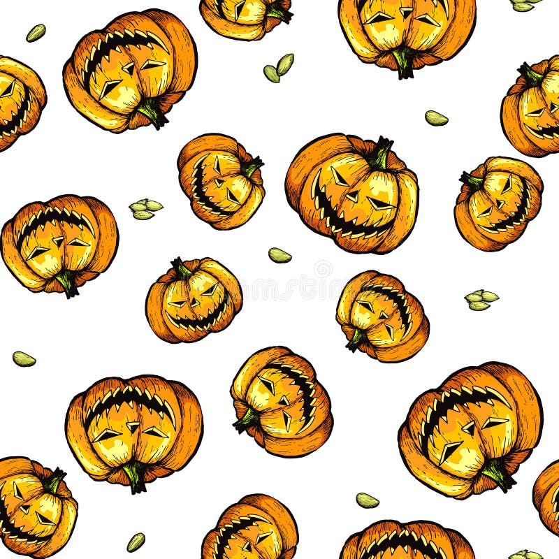 Download Colorful Halloween Pumpkin With Evil Scary Smile. Stock ...