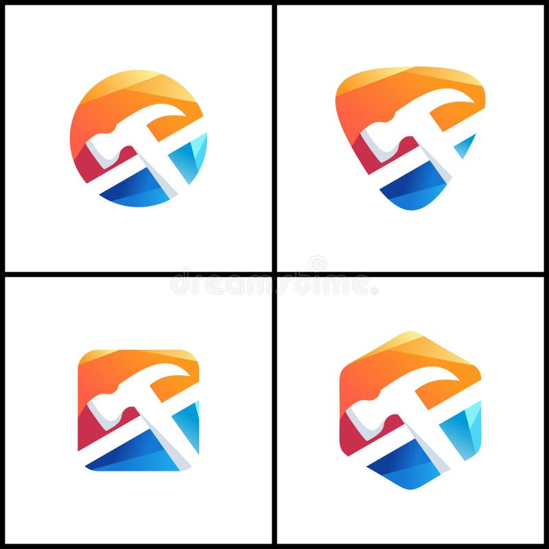 Colorful Hammer Logo Design Vector Stock Vector Illustration of logo