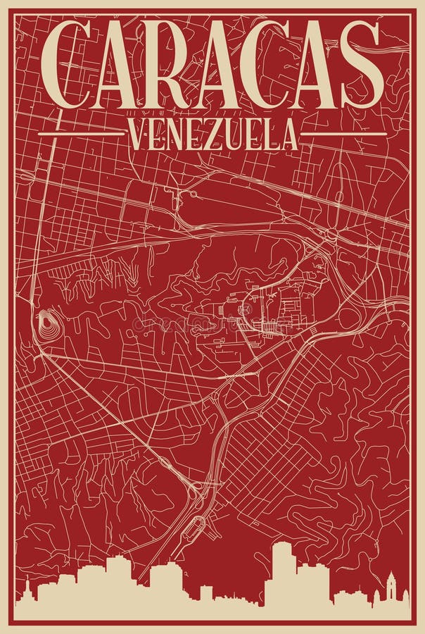 Road Network Poster of the Downtown CARACAS, VENEZUELA Stock Vector ...