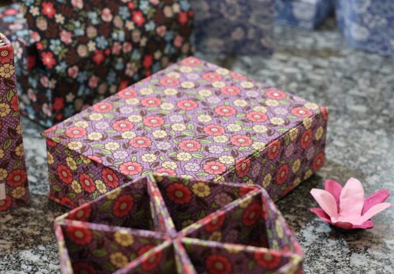 Handmade books and boxes stock image. Image of books 141036299