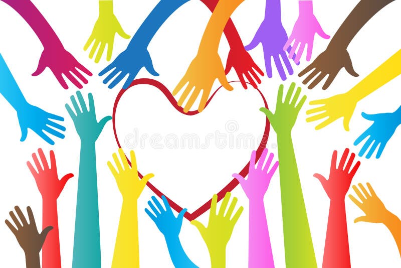 Hands around a heart logo vector image