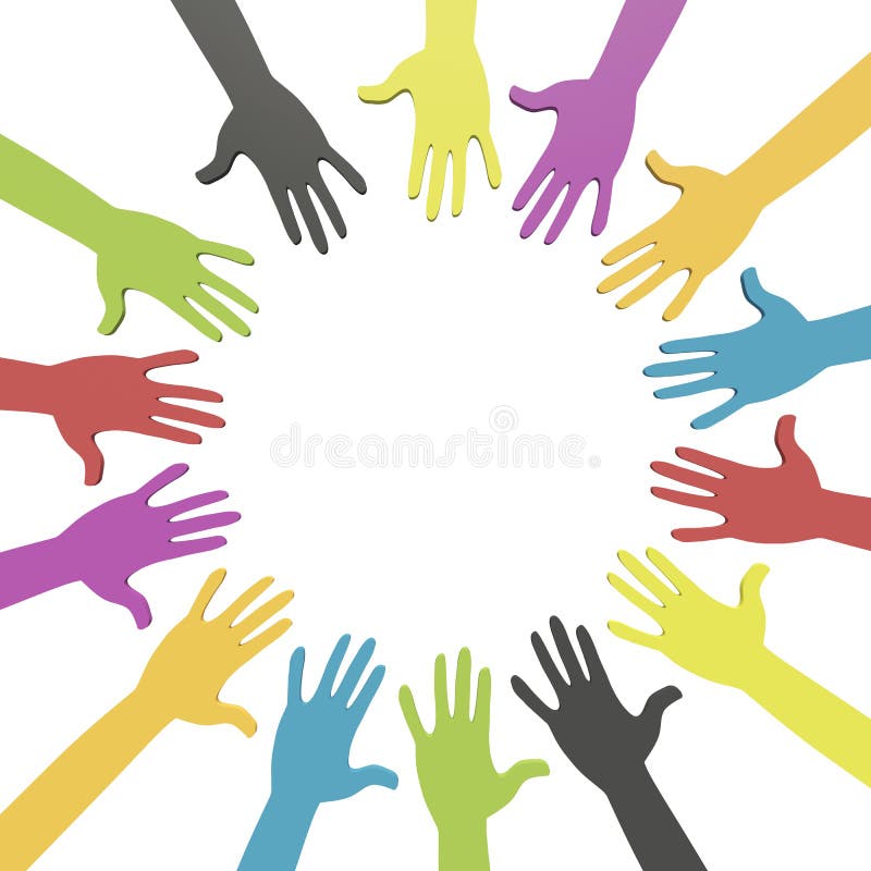 Colorful Hands in a Circle with Clipping Path Stock Illustration ...