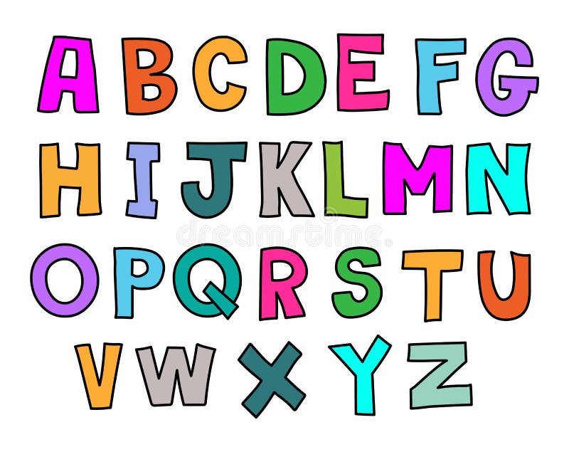 Colorful Handwritten Abc Alphabet Letters Vector Illustration Stock