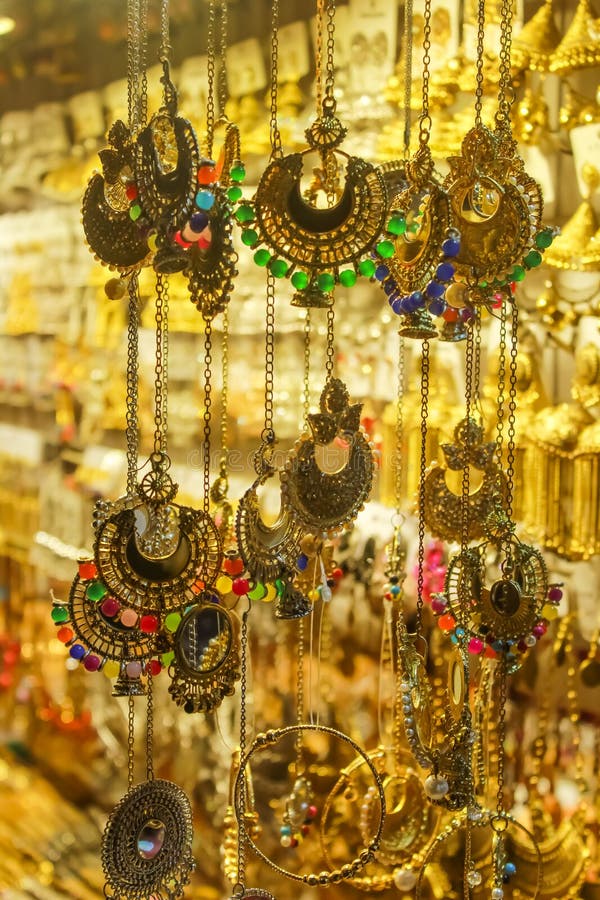 Colorful Hanging Beautiful and Stylish Earrings for Sale at Outside Street Market. Stock Image Image of eardrop bazaar 182884581