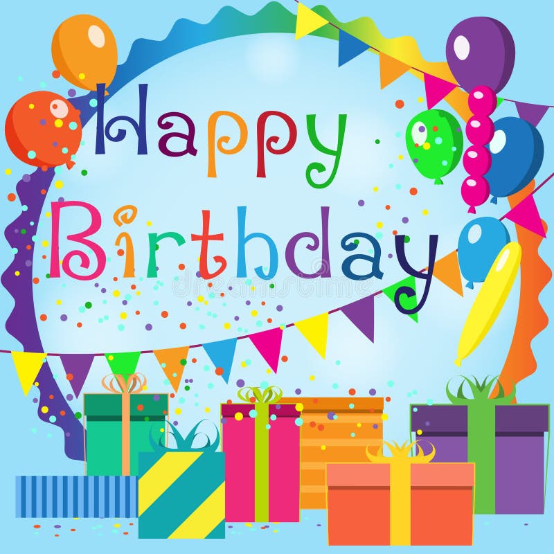 Colorful Happy Birthday Greeting Card Stock Vector - Illustration of