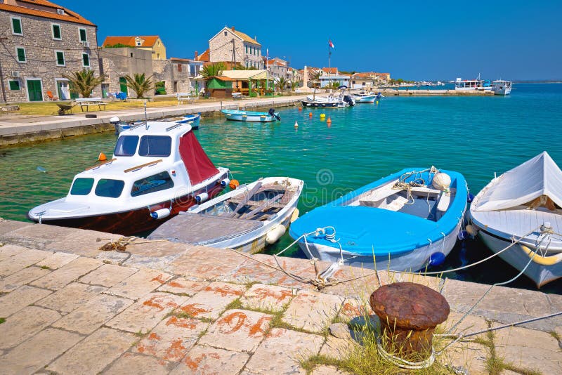 Colorful harbor and waterfront of Krapanj island