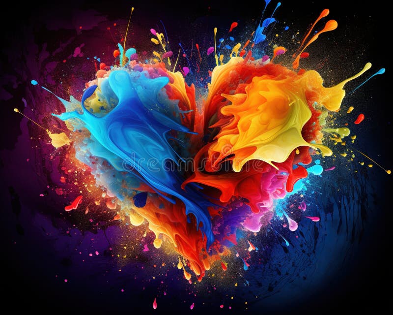 colorful heart and a colorful background.