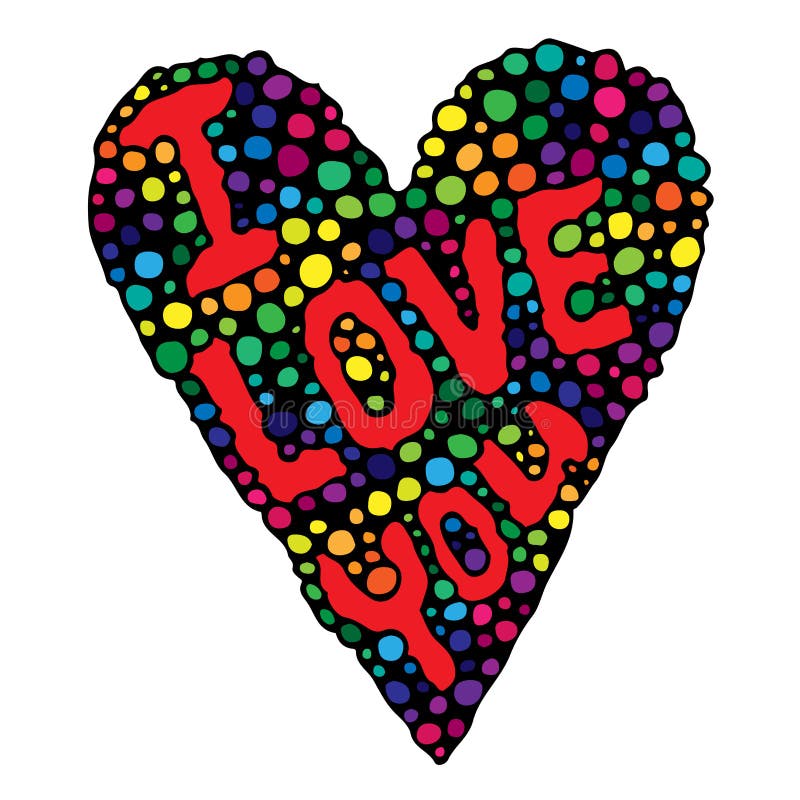 Colorful heart with I love you text