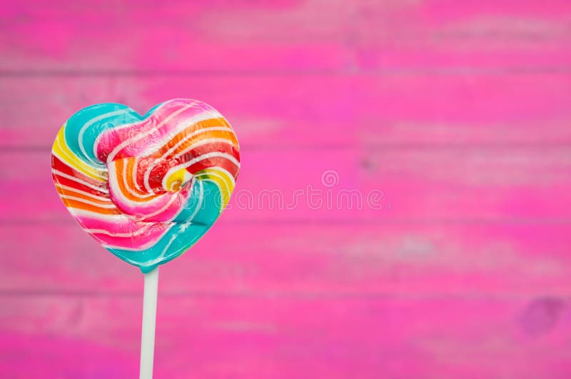 Colorful heart lollipops