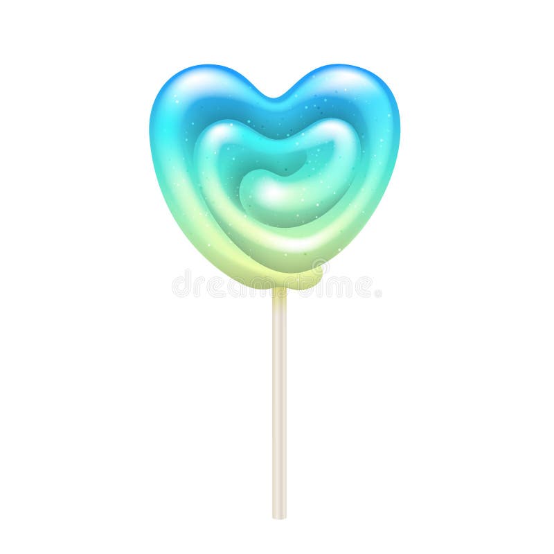Colorful heart shape lollipop - sweet hard candy on stick.