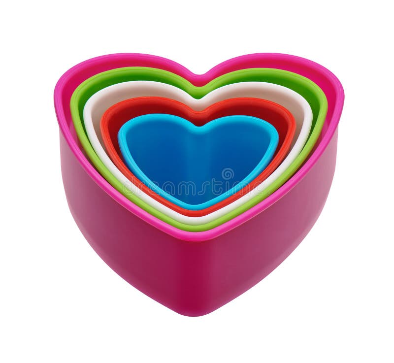 Colorful Heartshaped Plastic Cookie Cutters Set, Cut Out Stock Image