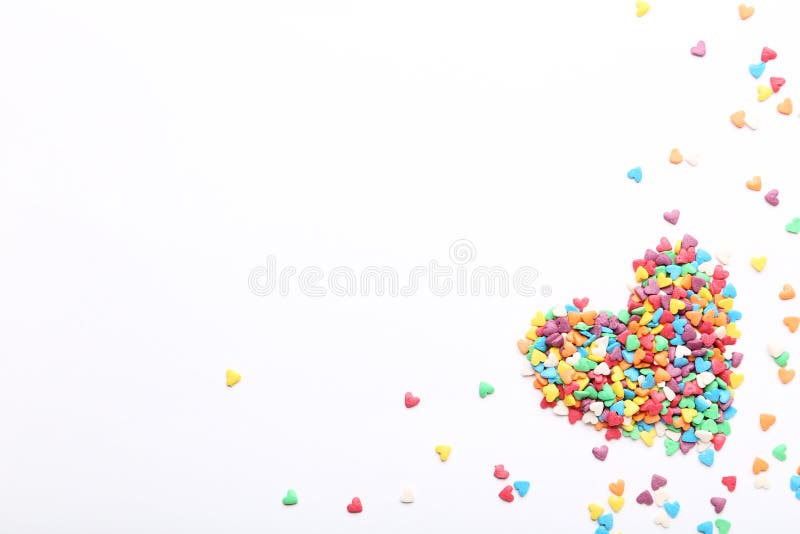 Colorful Heart Shaped Sprinkles Stock Image - Image of dessert