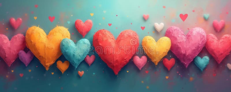 Colorful hearts background illustration. Concept of friendship, love, romance. Valentines day, wedding design elements. Happy royalty free illustration