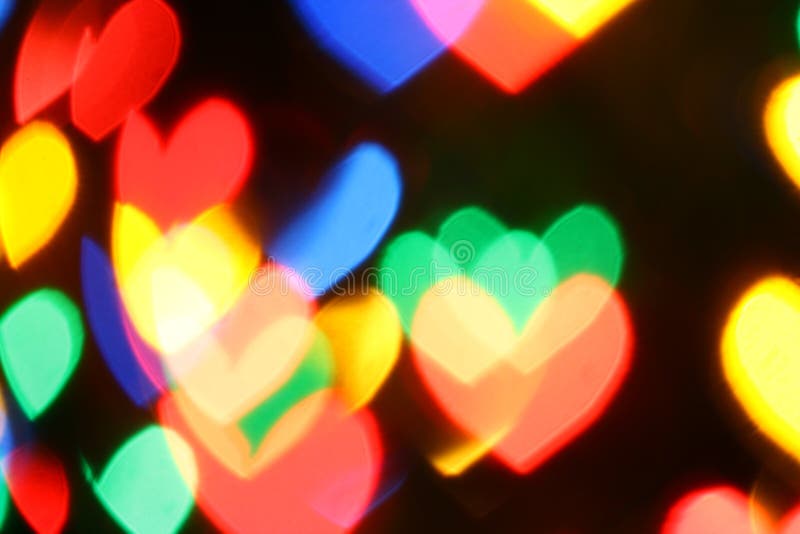 Colorful hearts bokeh