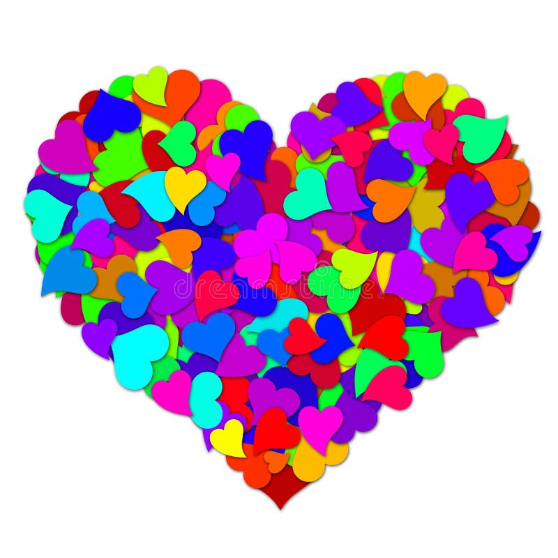 Colorful Hearts Forming Big Valentines Day Heart