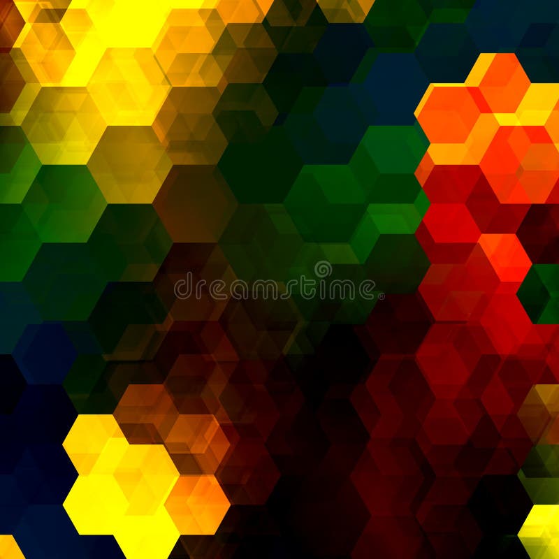 Colorful Hexagon Mosaic. Abstract Overlapping Hexagons. Decorative Artistic Background. Modern Digital Art. Multicolored Shapes. vector illustration