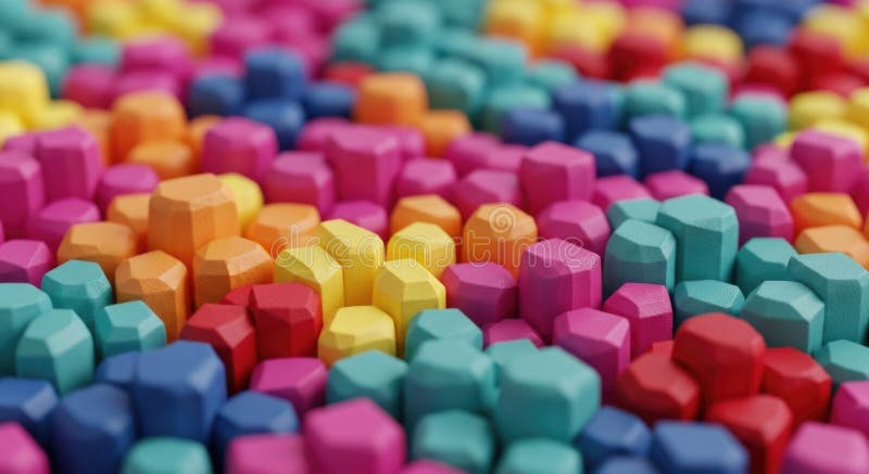 Colorful hexagonal blocks creating a vibrant geometric pattern vector illustration