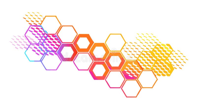 Colorful Hexagonal Grid Pattern Vector - Abstract Geometric Art, vector design Generative AI stock illustration