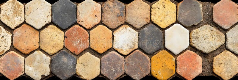 Colorful Hexagonal Pavers A Textured Ground Surface with Neutral Tones stock illustration