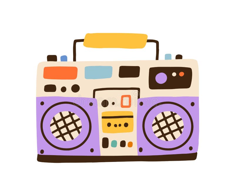 Colorful Hiphop Boombox Isolated on White Background. Retro Cassette ...