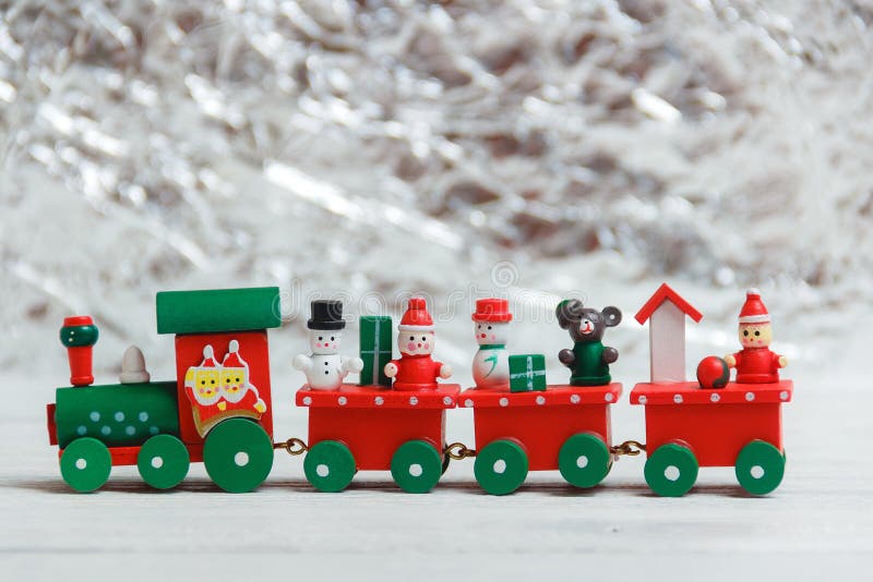 A Colorful Holiday Christmas Train Over a White Background Stock Image ...