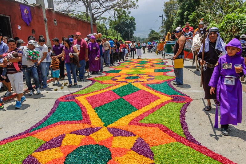 Colorful Holy Week Carpet in Antigua, Guatemala Editorial Image - Image ...