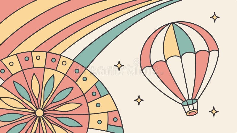 Colorful hot air balloon against an abstract sky pattern illustration vector design Generative AI vector illustration