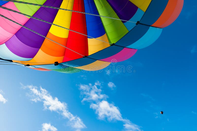 Colorful Hot Air Balloon Flying in the Blue Sky royalty free stock photo Colorful Hot Air Balloon Flying in the Blue Sky royalty free stock photo