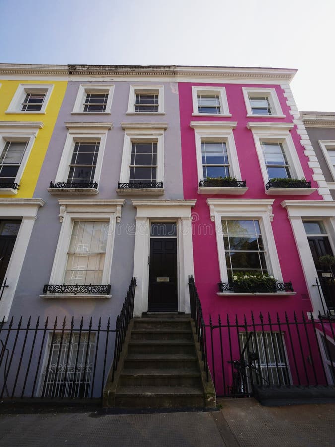 Colorful house building facade exterior architecture Portobello Market Road Notting Hill London England Great Britain UK