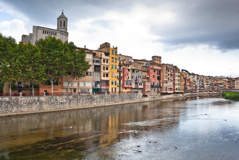 Colorful Houses and Apartments in Girona Stock Photo Image of gerona
