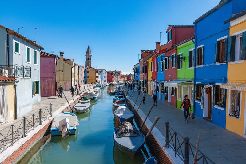 Colorful houses and canal on Burano island, Venice, Italy royalty free stock image Colorful houses and canal on Burano island, Venice, Italy royalty free stock image