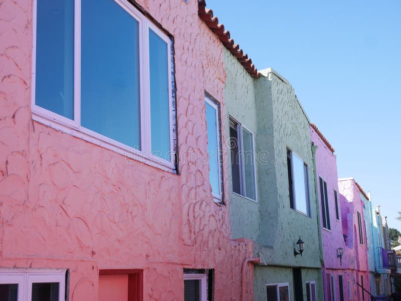 Colorful Houses in Capitola Stock Photo Image of small, travel 98606664