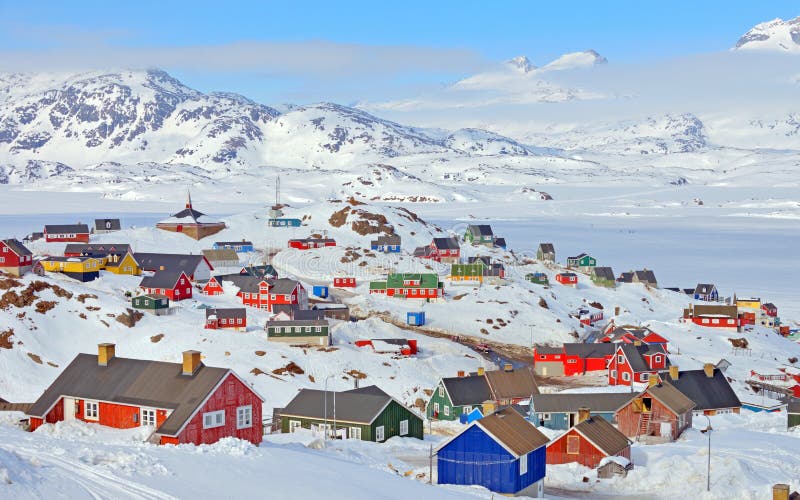Colorful houses in Greenland royalty free stock photography