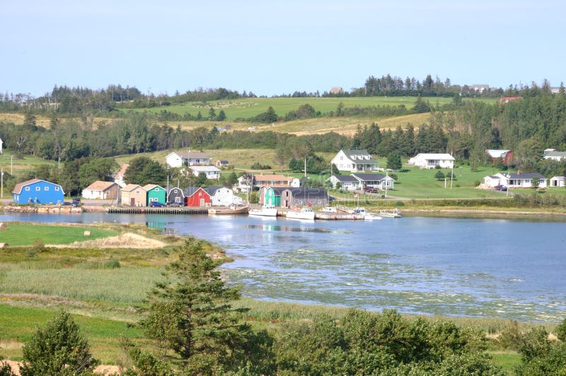 Colorful Houses in PEI stock image. Image of river, summer 21181825