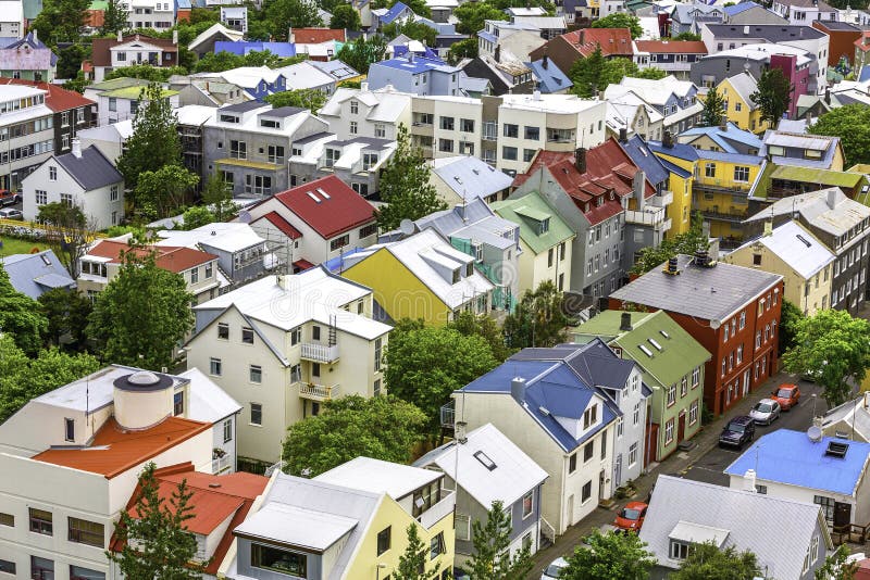 Colorful houses in Reykjavik royalty free stock images