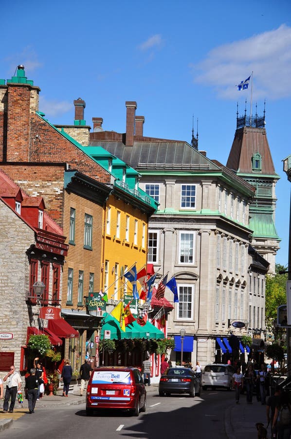Colorful Houses On Rue Saint Louis Quebec City Editorial Stock Image