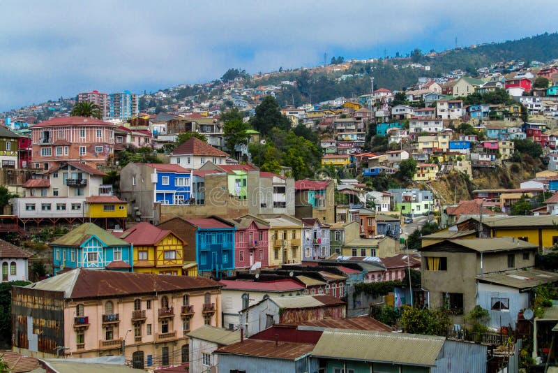 Colorful Houses in Slums of the City Valparaiso, Chile Stock Photo ...