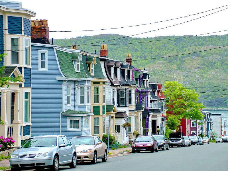 Colorful Houses in St. John`s Editorial Image Image of purple