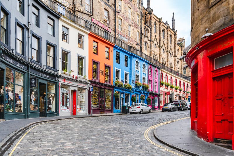 Victoria Street In Old Town, Edinburgh, Scotland. Colored Street ...