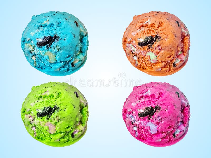 Colorful Ice Cream Scoops Isolated on Cyan Background Stock Image