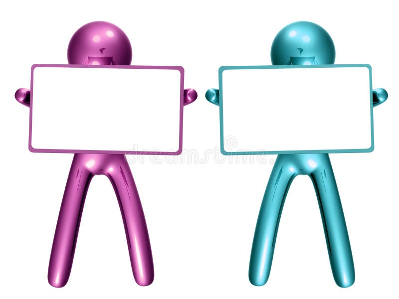 Colorful icon figure with blank message board